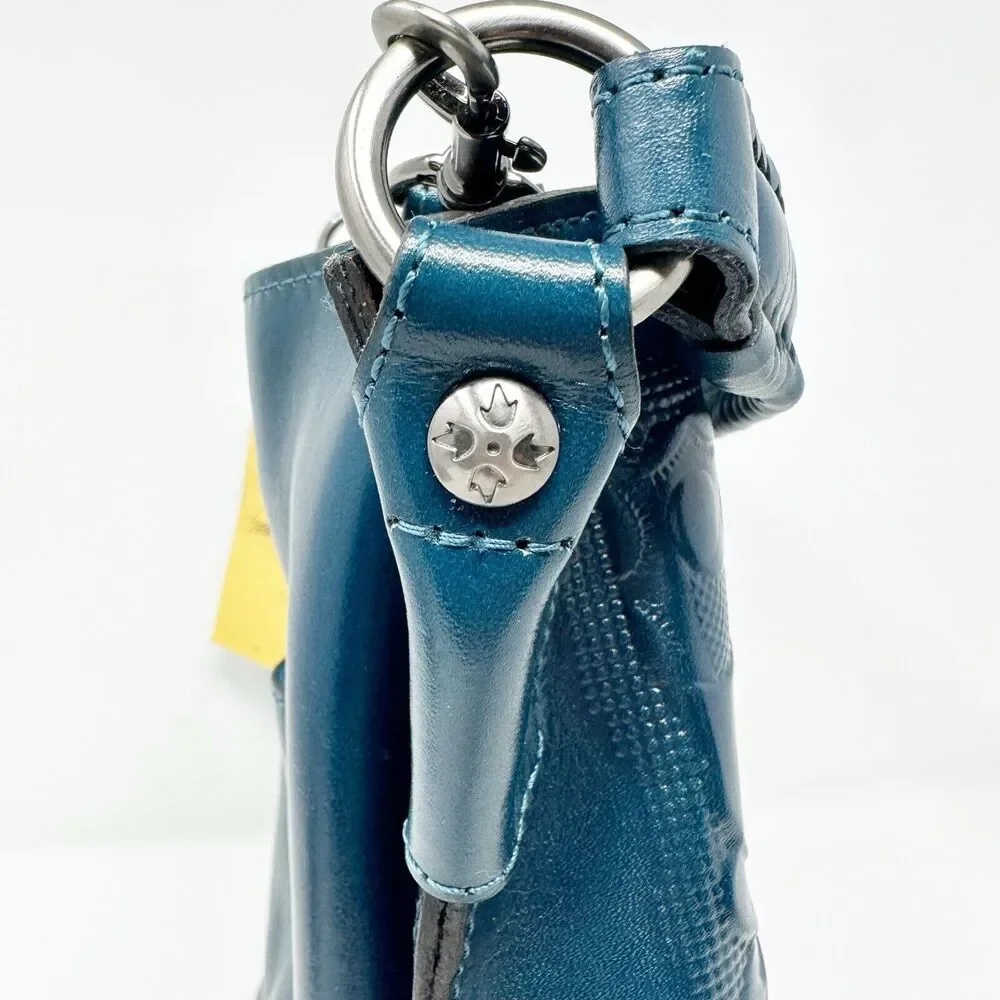 Patricia Nash Otavia Bucket Crossbody Bag Cutout Tooled‎ Tassel Carribean Blue